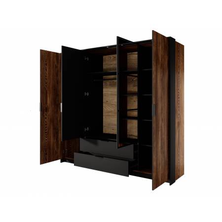 Szafa 220 cm w stylu LOFT 4-drzwiowa z lustrem  MONTI